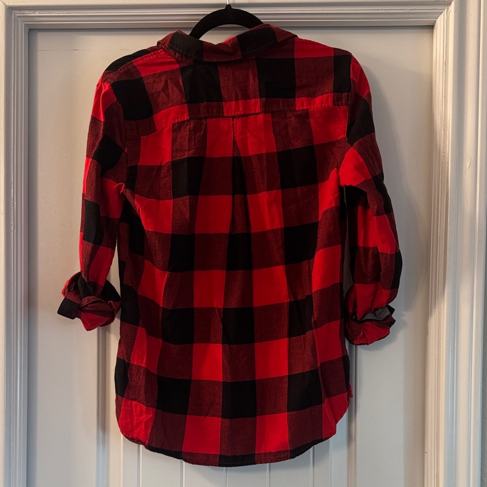 Tommy Hilfiger Red and Black Plaid Button Down Shirt - Picture 3 of 3